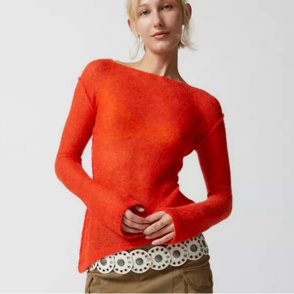 Urban Outfitters Sweaters - UO Santiago Semi-Sheer Asymmetrical Sweater